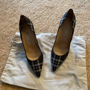 Manolo Blahnik BB Tartan Plaid Pumps 36.5